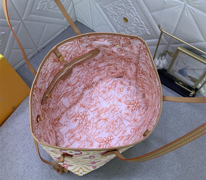 Louis Vuitton LV By The Pool Monogram Tiles Canvas Neverfull MM Tote In Coral