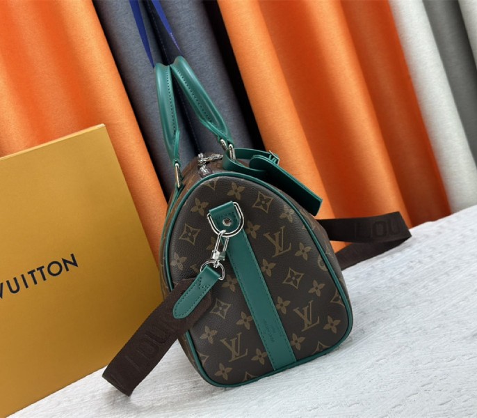 Louis Vuitton Monogram Macassar Canvas Keepall Bandouliere 35 In Borneo Green