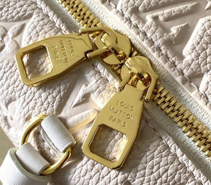 Louis Vuitton Monogram Empreinte Petite Malle Souple Handbag In Cream