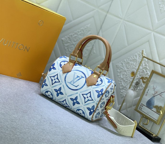 Louis Vuitton LV By The Pool Monogram Tiles Canvas Speedy Bandouliere 20 Bag In Lagoon Blue
