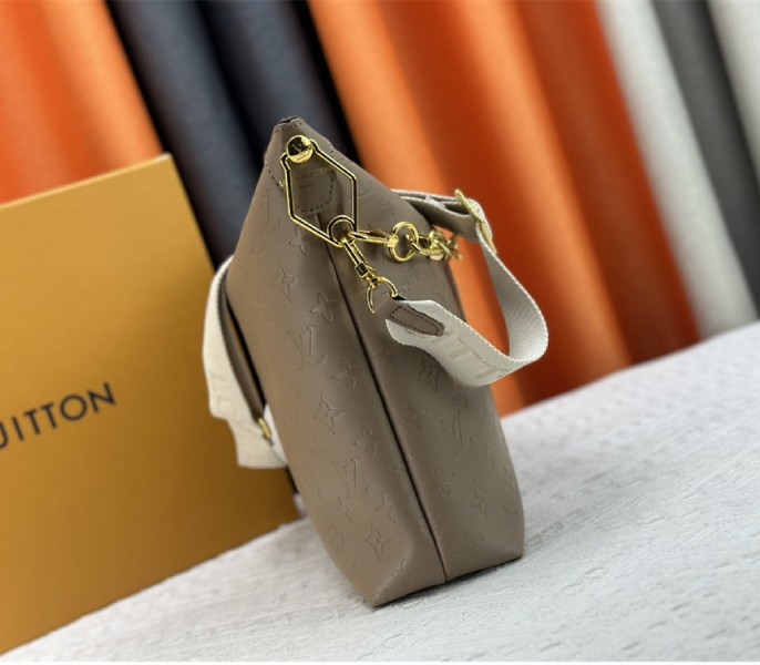 Louis Vuitton Monogram Empreinte Coussin MM Hobo In Galet Gray