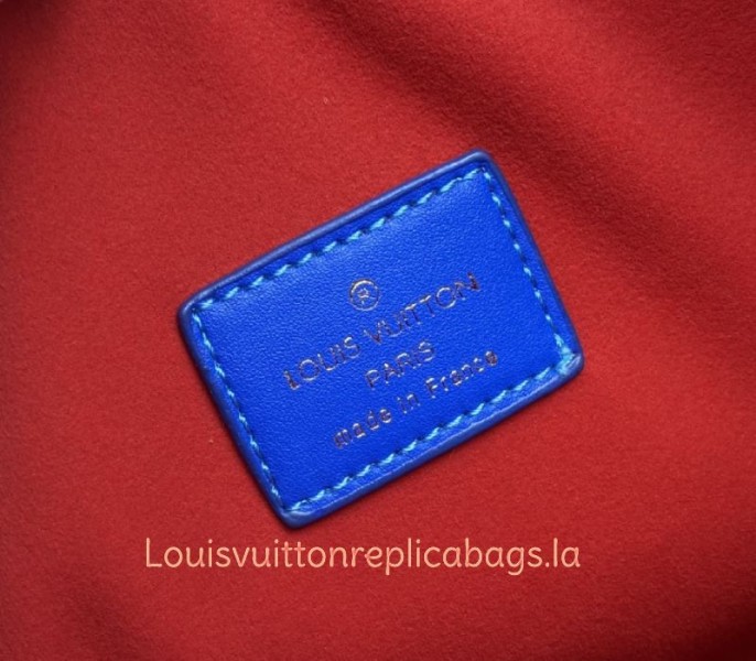 Louis Vuitton Coussin PM Bag In Blue And Red With Jacquard Strap