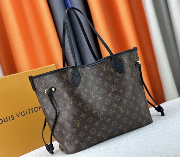 Louis Vuitton Neverfull Bandouliere Inside Out MM Tote In Monogram Canvas And Black Leather