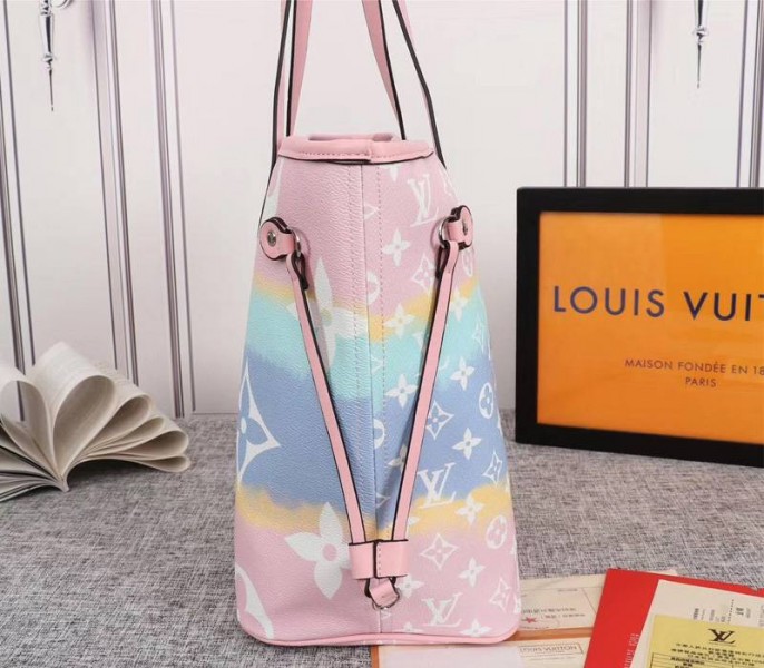 Louis Vuitton Seasonal Escale Neverfull MM Tote In Pastel Pink
