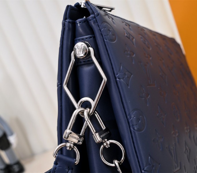 Louis Vuitton Coussin PM Bag In Navy Blue With Jacquard Strap