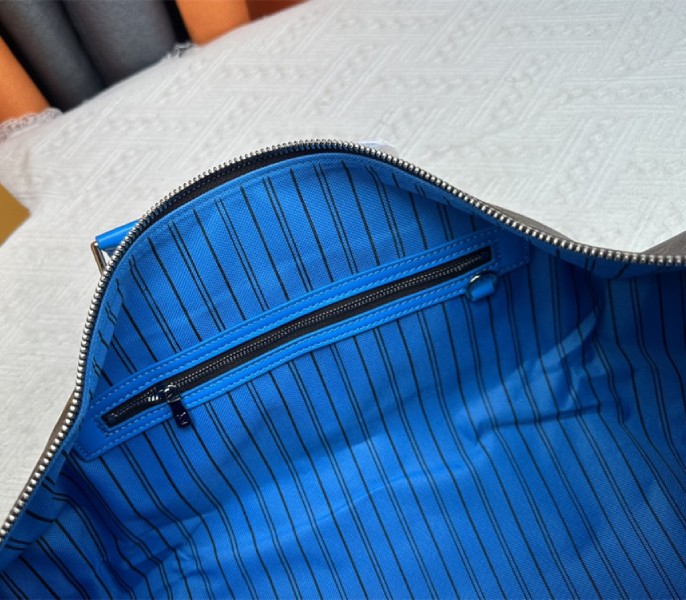 Louis Vuitton Monogram Macassar Canvas Keepall Bandouliere 50 In Gaston Blue