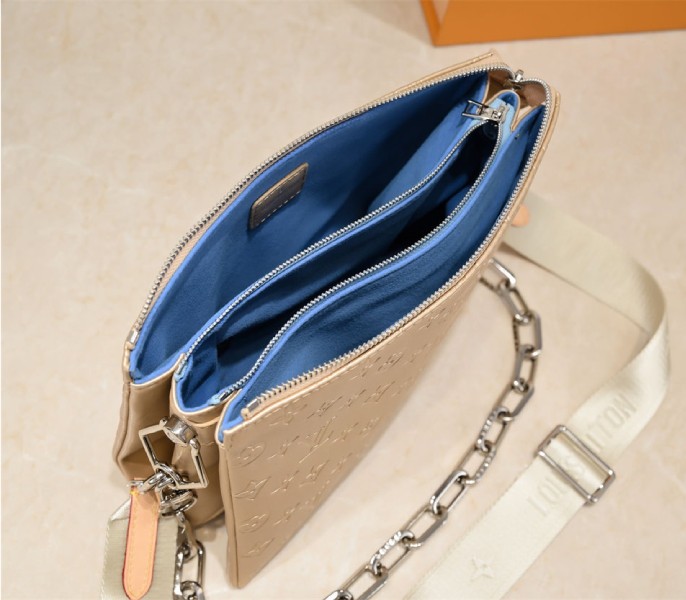 Louis Vuitton Coussin PM Bag In Light Gold With Jacquard Strap