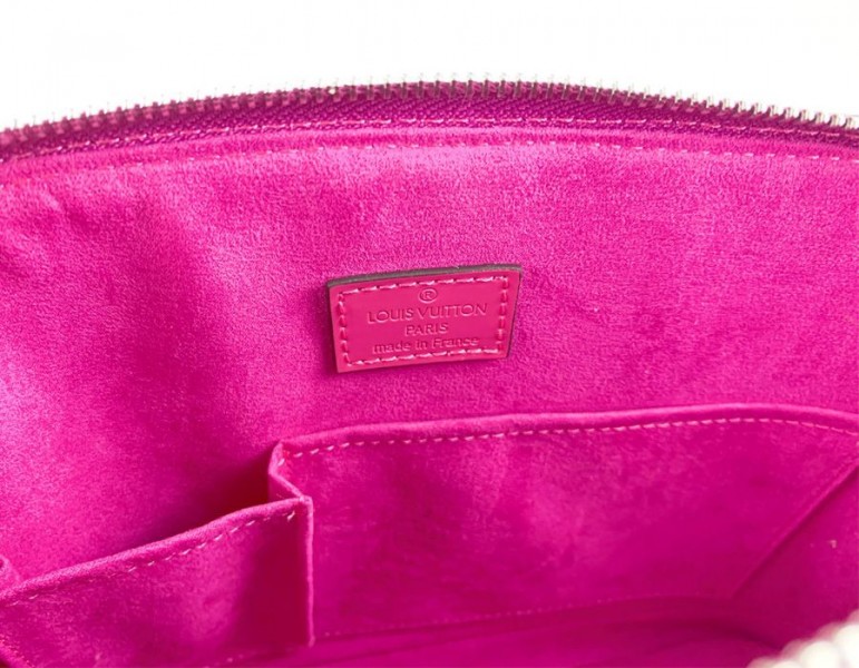 Louis Vuitton Epi Leather Alma PM Handbag In Pondichery Pink With Jacquard Strap