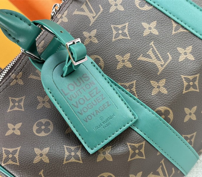 Louis Vuitton Monogram Macassar Canvas Keepall Bandouliere 35 In Borneo Green
