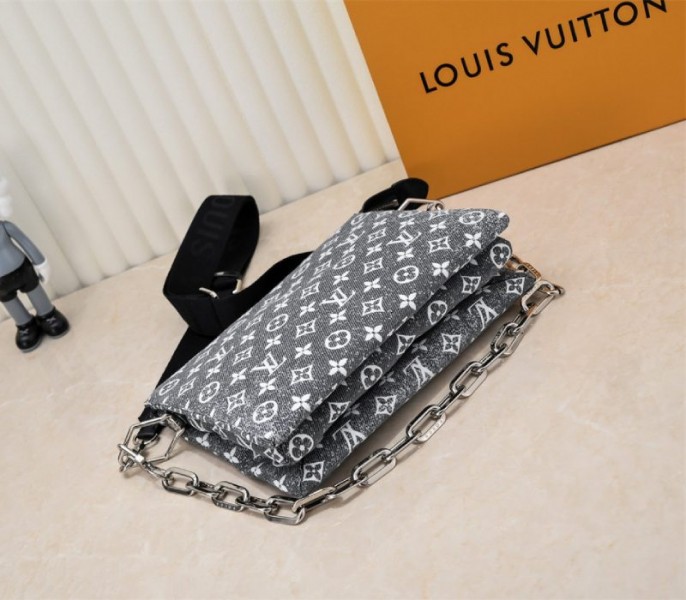 Louis Vuitton Jacquard Denim Coussin PM Bag In Black