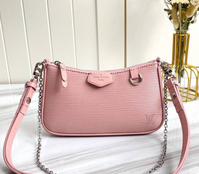 Louis Vuitton Epi Leather Easy Pouch On Strap In Rose Ballerine Pink