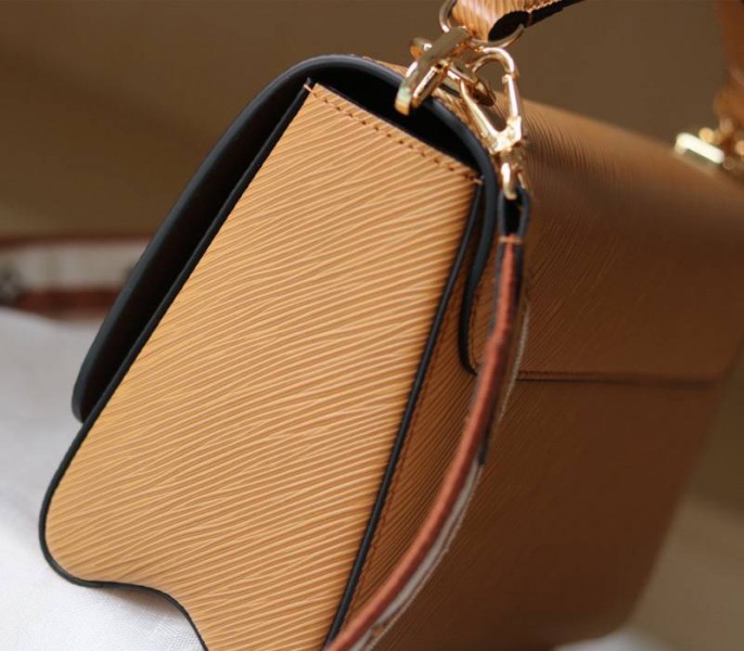 Louis Vuitton Epi Leather Twist MM Bag With Jacquard Strap In Honey Gold