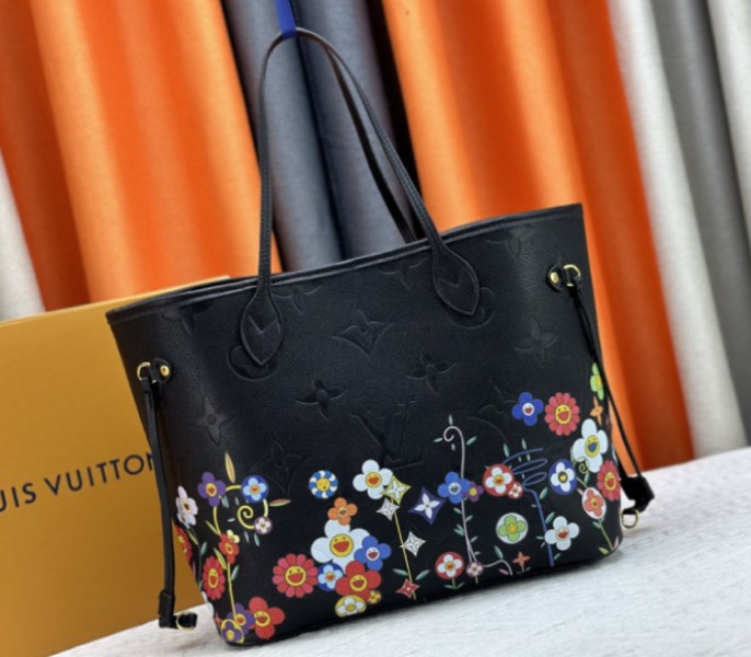 Louis Vuitton X TM Monogram Empreinte Neverfull MM In Black With Style 1