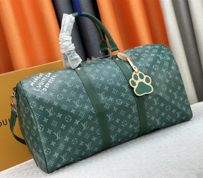 Louis Vuitton Monogram Heritage Canvas Keepall Bandouliere 50 In Green