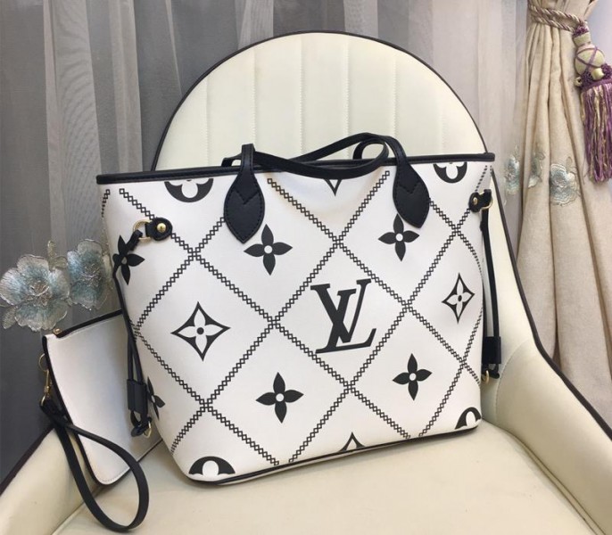 Louis Vuitton Spring 2022 Monogram Empreinte Neverfull MM Tote In Cream