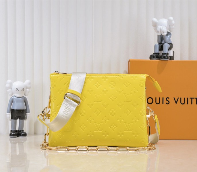 Louis Vuitton Coussin PM Bag In Yellow With Jacquard Strap