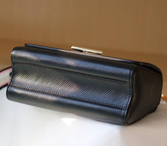 Louis Vuitton Epi Leather Twist MM Bag Black With Jacquard Strap