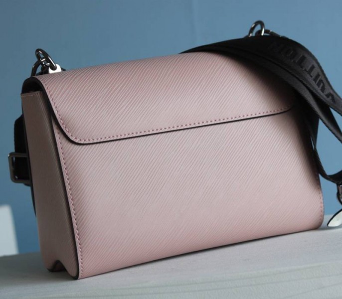 Louis Vuitton Epi Leather Twist MM Bag In Rose Ballerine Pink With Jacquard Strap