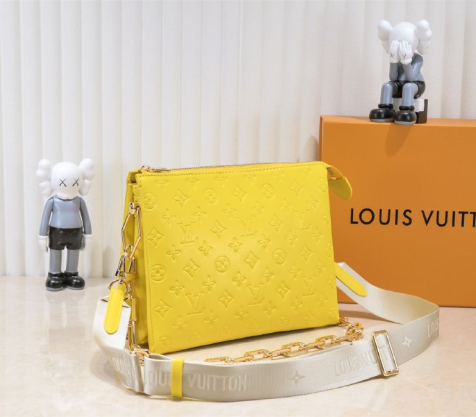 Louis Vuitton Coussin PM Bag In Yellow With Jacquard Strap