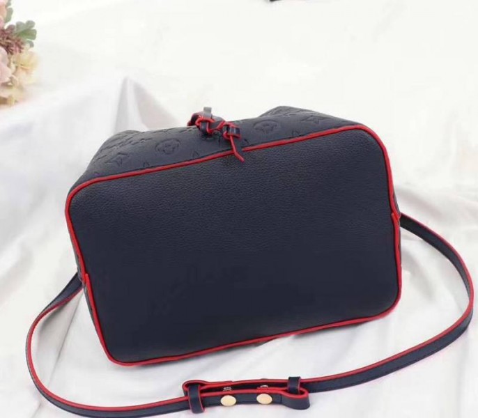 Louis Vuitton Monogram Empreinte NeoNoe MM Bag In Marine Rouge
