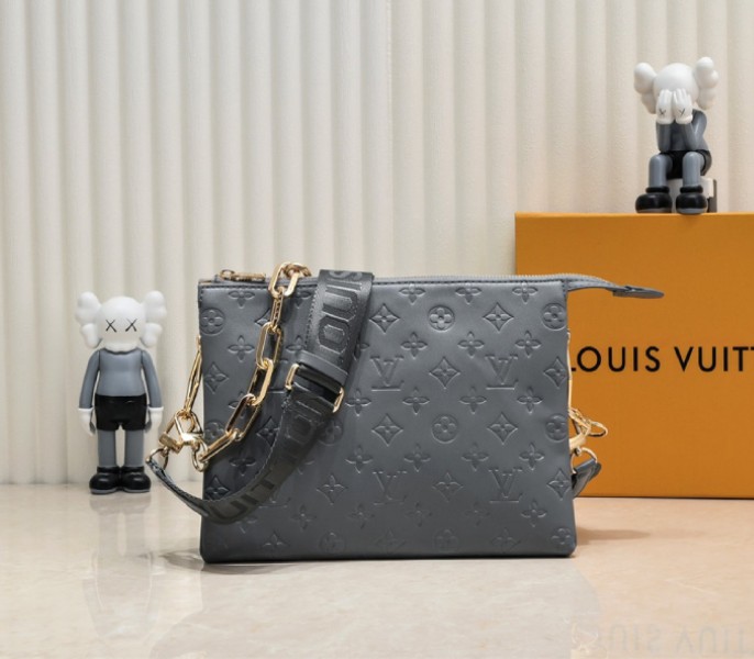 Louis Vuitton Coussin PM Bag In Gray With Jacquard Strap
