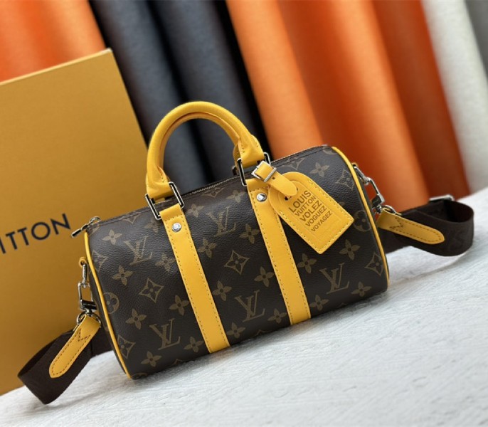 Louis Vuitton Monogram Macassar Canvas Keepall Bandouliere 25 In Safran Yellow