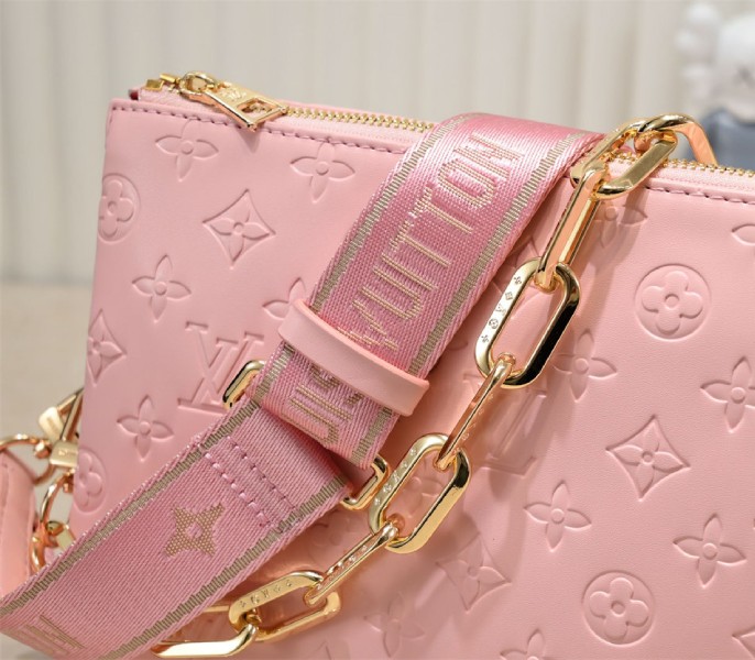 Louis Vuitton Coussin PM Bag In Light Pink With Jacquard Strap