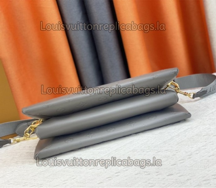 Louis Vuitton Coussin MM Bag In Gray With Jacquard Strap