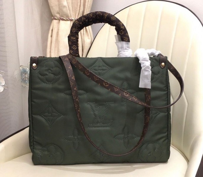 Louis Vuitton Econyl Regenerated Nylon Onthego GM Tote In Khaki Green