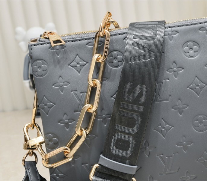 Louis Vuitton Coussin PM Bag In Gray With Jacquard Strap