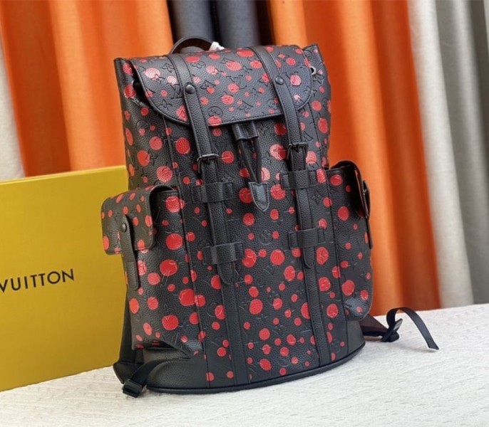 Louis Vuitton X YK Christopher Backpack In Red Infinity Dots