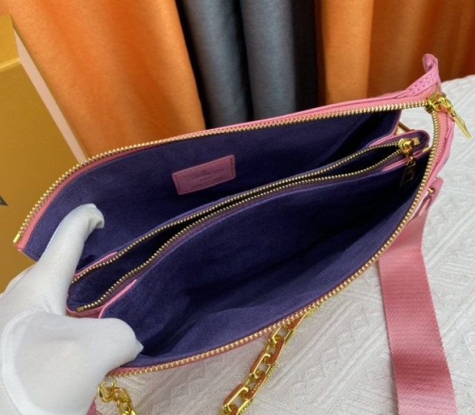 Louis Vuitton Coussin PM Bag In Pink And Purple With Jacquard Strap