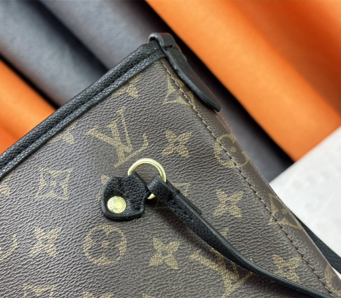 Louis Vuitton Neverfull Bandouliere Inside Out MM Tote In Monogram Canvas And Black Leather