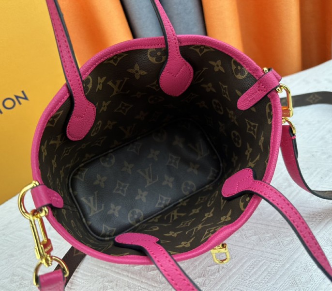 Louis Vuitton Neverfull Bandouliere Inside Out BB Tote In Monogram Canvas And Rose Pondichery Leather