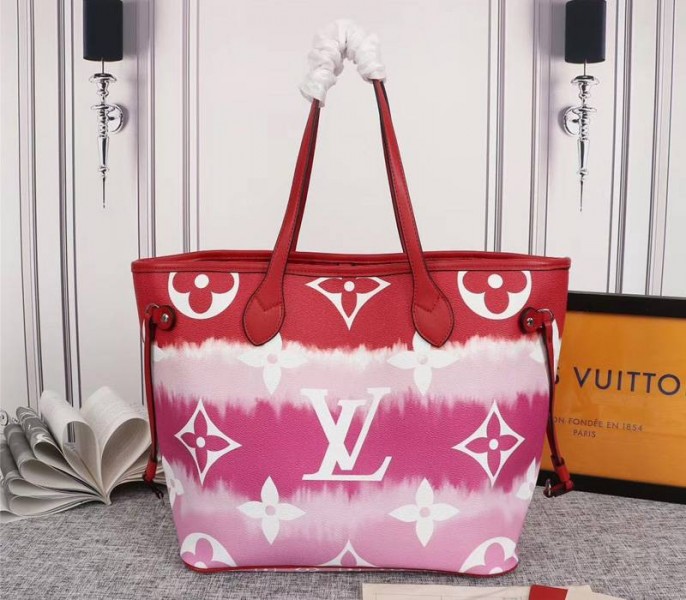 Louis Vuitton Seasonal Escale Neverfull MM Tote In Rouge Red