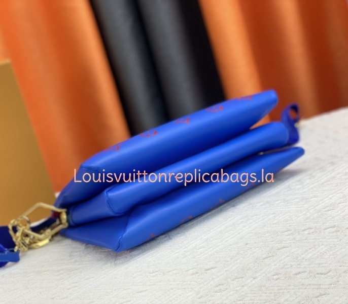 Louis Vuitton Coussin PM Bag In Blue And Red With Jacquard Strap