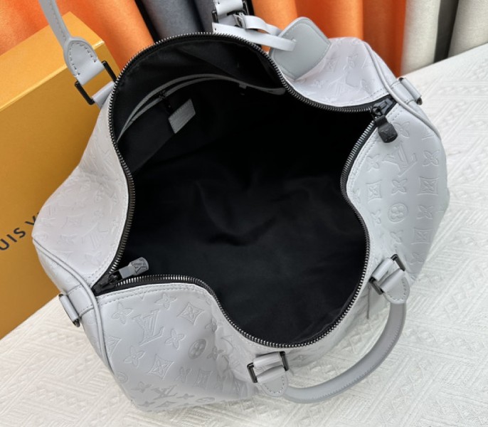 Louis Vuitton Monogram Shadow Leather Keepall Bandouliere 50 In Anthracite Gray