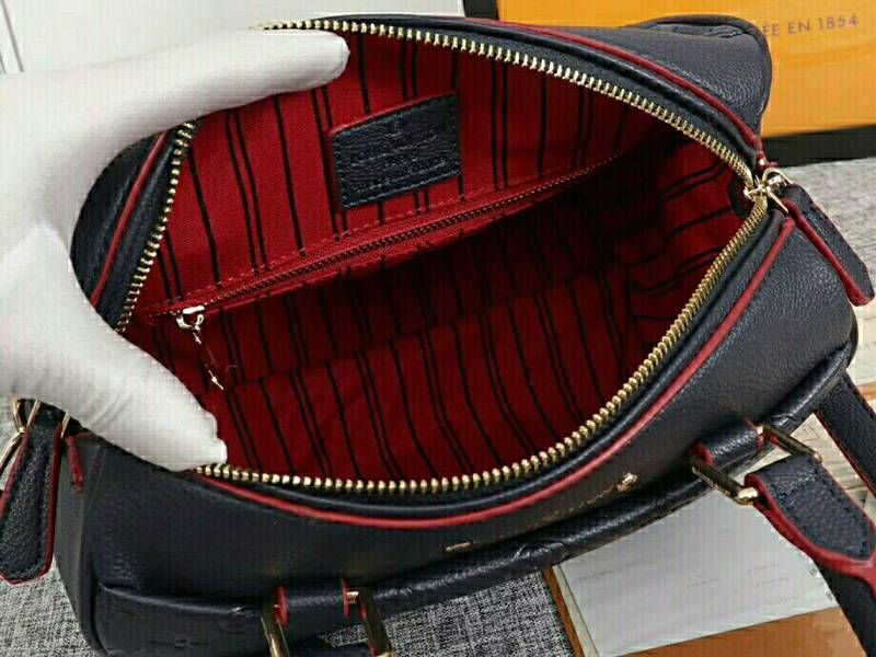 Louis Vuitton Monogram Empreinte Speedy Bandouliere 25 Handbag In Navy Blue