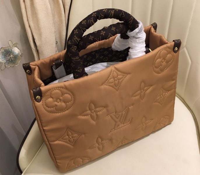 Louis Vuitton Econyl Regenerated Nylon Onthego GM Tote In Beige