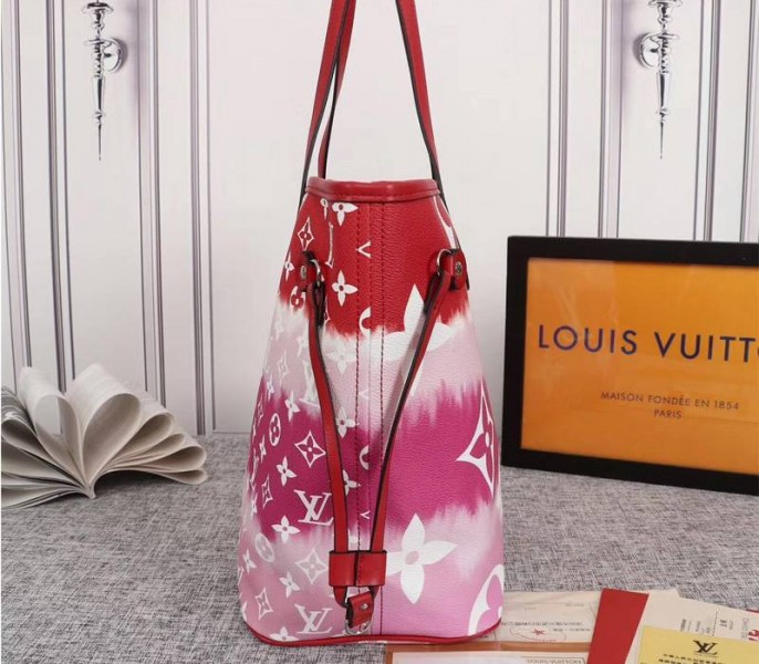 Louis Vuitton Seasonal Escale Neverfull MM Tote In Rouge Red