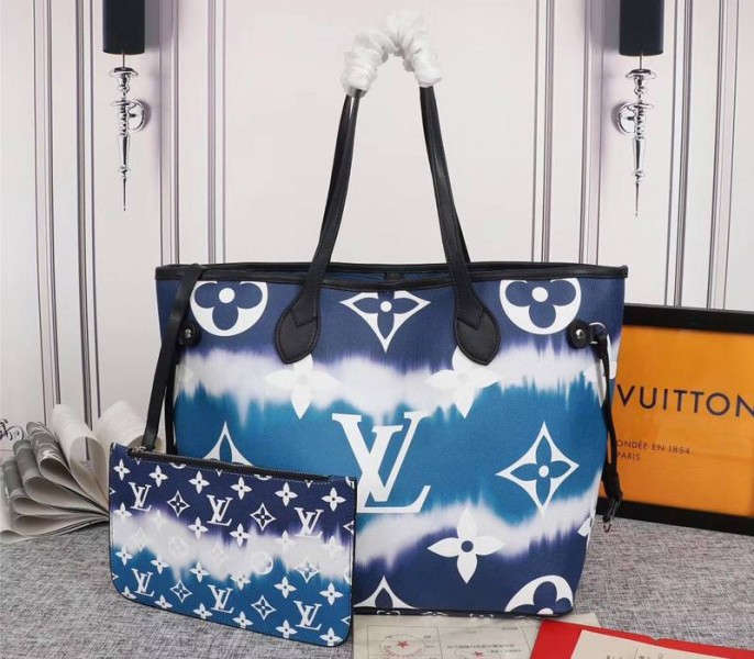 Louis Vuitton Seasonal Escale Neverfull MM Tote In Blue