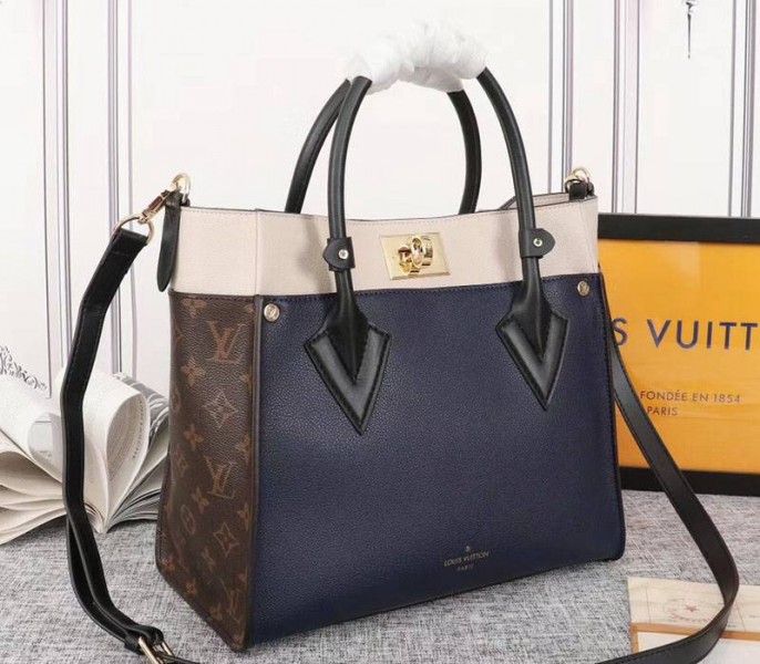 Louis Vuitton On My Side Bag In Navy Blue