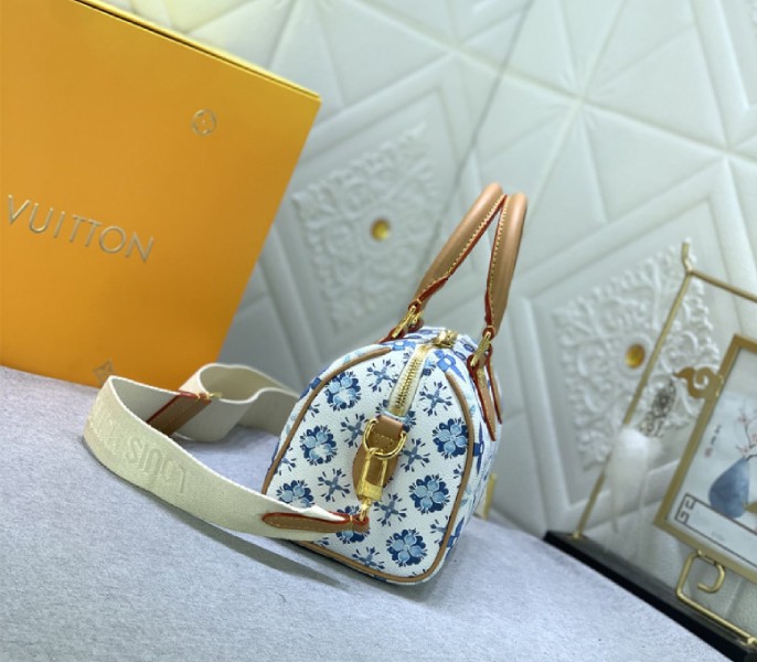 Louis Vuitton LV By The Pool Monogram Tiles Canvas Speedy Bandouliere 20 Bag In Lagoon Blue