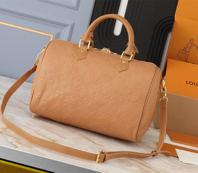 Louis Vuitton Monogram Empreinte Speedy Soft 30 Handbag In Arizona Beige