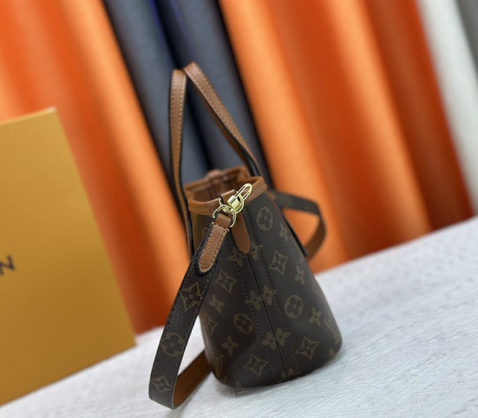 Louis Vuitton Neverfull Bandouliere Inside Out BB Tote In Monogram Canvas And Brown Leather