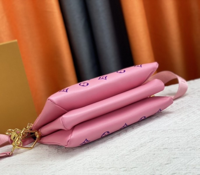 Louis Vuitton Coussin PM Bag In Pink And Purple With Jacquard Strap