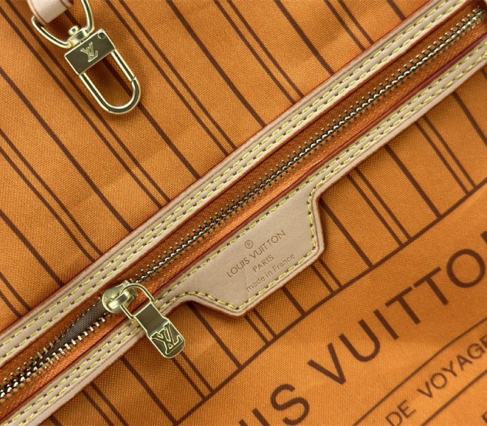 Louis Vuitton Neverfull Bandouliere Inside Out MM Tote In Monogram Canvas And Jaune Safran Textile