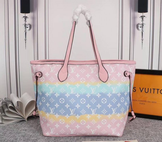 Louis Vuitton Seasonal Escale Neverfull MM Tote In Pastel Pink