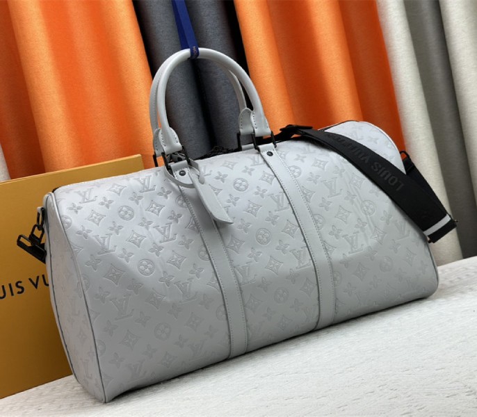 Louis Vuitton Monogram Shadow Leather Keepall Bandouliere 50 In Anthracite Gray