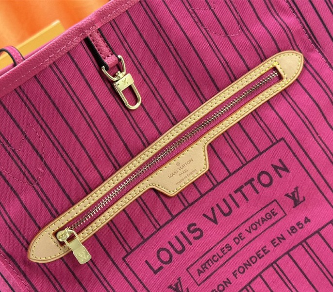 Louis Vuitton Neverfull Bandouliere Inside Out MM Tote In Monogram Canvas And Rose Pondichery Textile